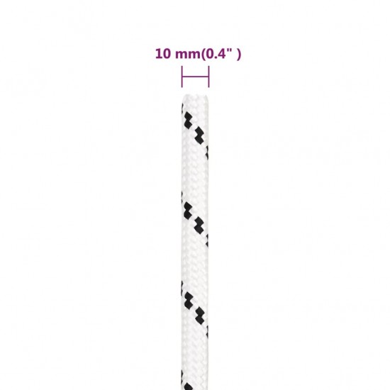 Pinta valties virvė, baltos spalvos, 10mmx25m, poliesteris