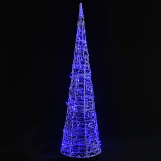 Akrilinė LED dekoracija piramidė, mėlynos spalvos, 90cm