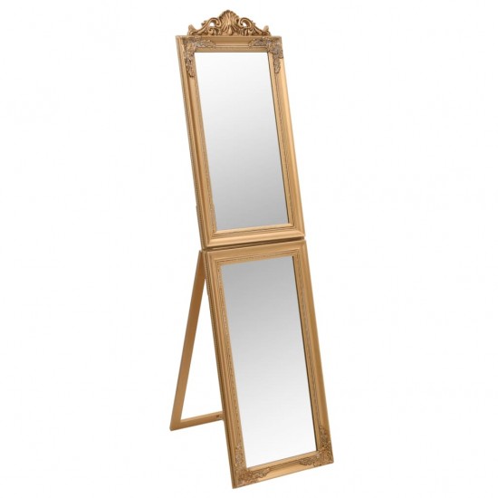Laisvai pastatomas veidrodis, auksinės spalvos, 40x180cm