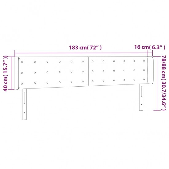 Galvūgalis su LED, kapučino spalvos, 183x16x78/88cm