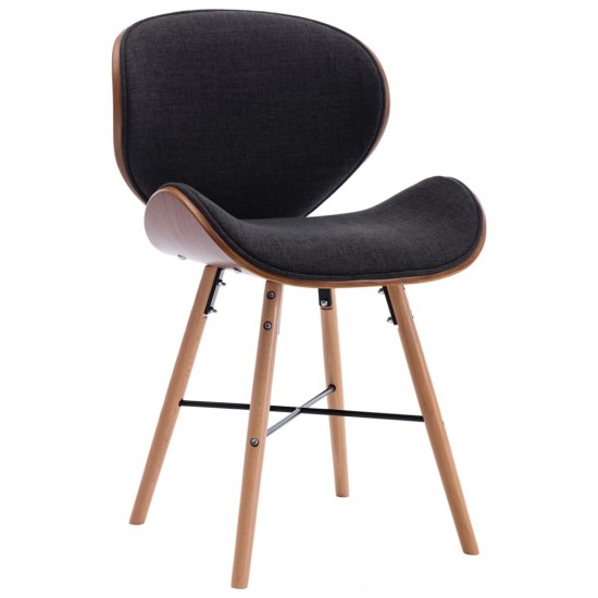 Valgomojo kėdės, 6 vnt., tamsiai pilkos, audinys ir mediena