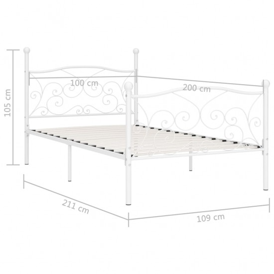 Lovos rėmas su grotelių pagrindu, baltas, 100x200cm, metalas