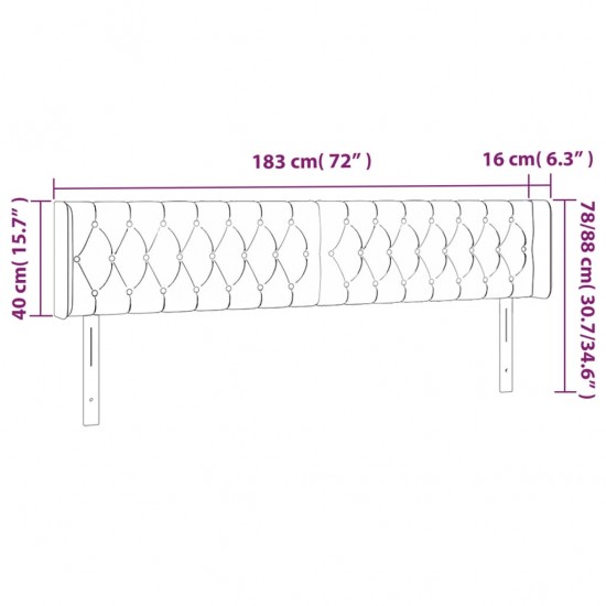 Galvūgalis su LED, taupe spalvos, 183x16x78/88cm, audinys