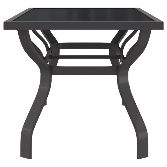 Sodo stalas, pilkas ir juodas, 180x80x70cm, plienas ir stiklas
