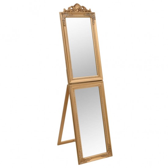 Laisvai pastatomas veidrodis, auksinės spalvos, 40x160cm