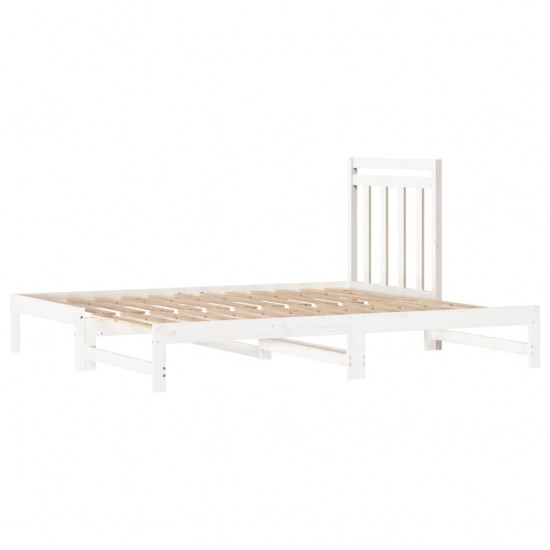 Ištraukiama lova, balta, 2x(90x200)cm, pušies medienos masyvas