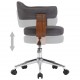Pasukama biuro kėdė, pilka, išlenkta mediena ir dirbtinė oda