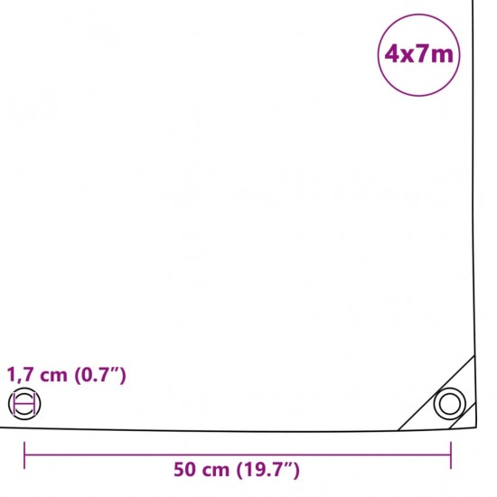 Tentas, 650g/m², 4x7m, baltas