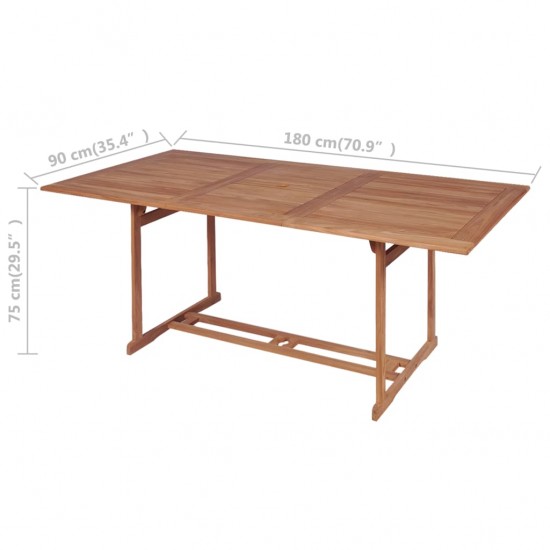 Sodo stalas, tikmedžio medienos masyvas, 180x90x75cm