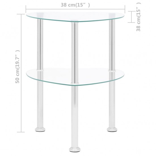 Šoninis staliukas, 2 aukštų, skaidrus, 38x38x50cm, stiklas