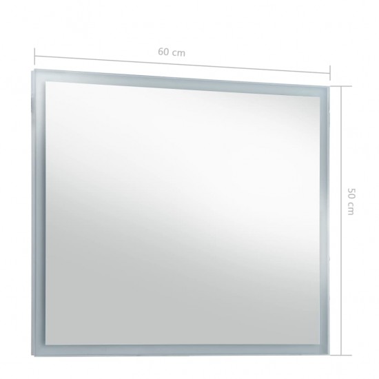 Sieninis vonios kambario veidrodis su LED, 60x50cm