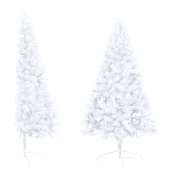 Dirbtinė pusinė Kalėdų eglutė su LED/žaisliukais, balta, 210cm