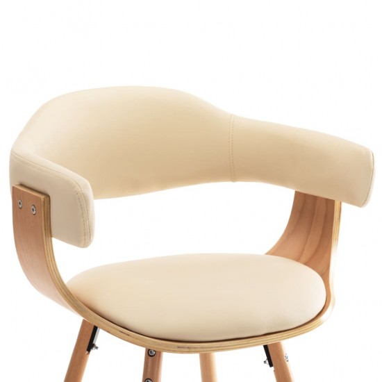 Valgomojo kėdės, 4 vnt., kreminės, dirbtinė oda ir mediena