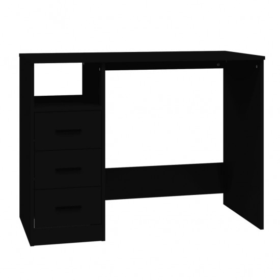 Rašomasis stalas su stalčiais, juodas, 102x50x76cm, mediena