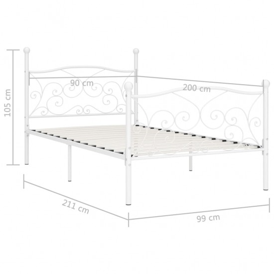 Lovos rėmas su grotelių pagrindu, baltas, 90x200cm, metalas