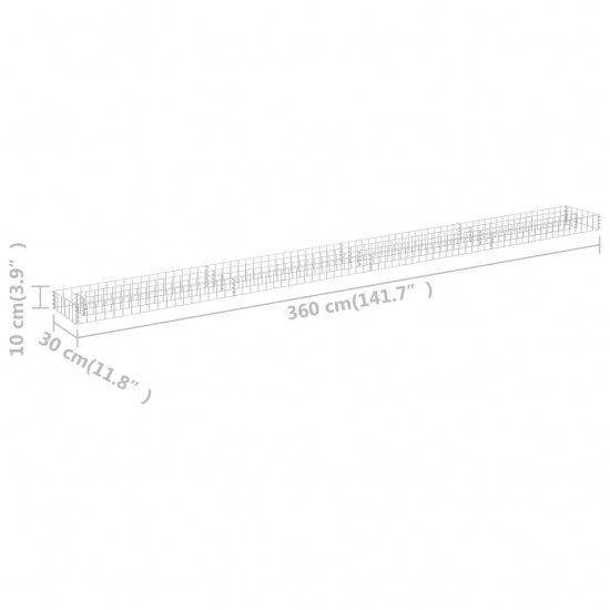 Gabiono vazonas, 360x30x10cm, galvanizuotas plienas, aukštas