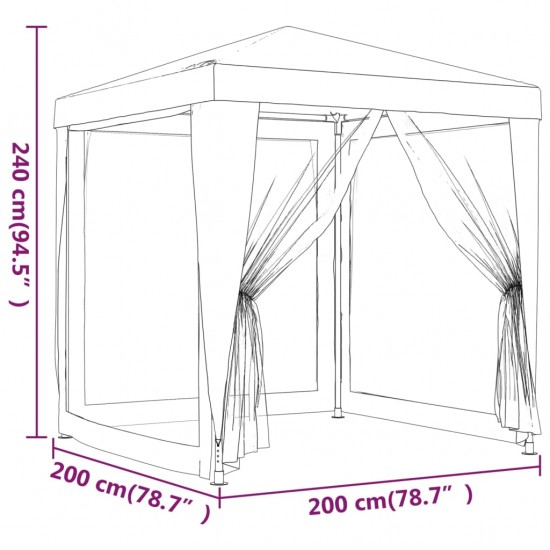 Proginė palapinė su 4 tinklinėmis sienomis, mėlyna, 2x2m, HDPE