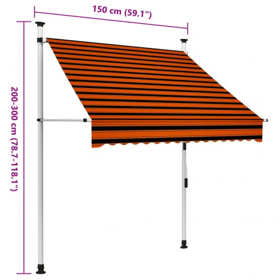 Rankiniu būdu ištraukiama markizė, oranžinė ir ruda, 150cm