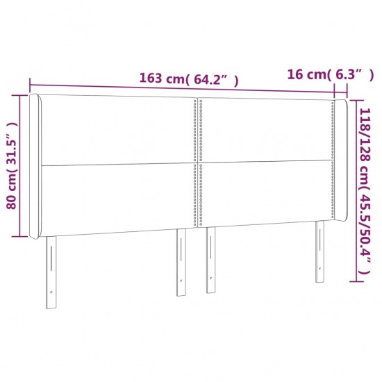 Galvūgalis su LED, baltos spalvos, 163x16x118/128 cm