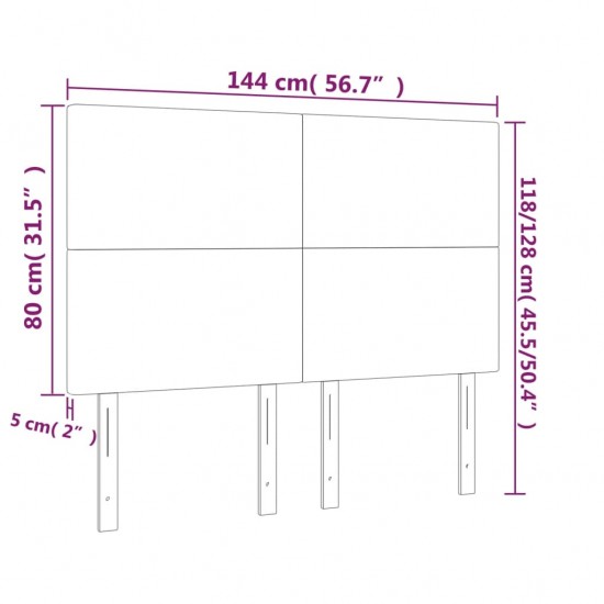 Galvūgalis su LED, šviesiai pilkas, 144x5x118/128cm, aksomas