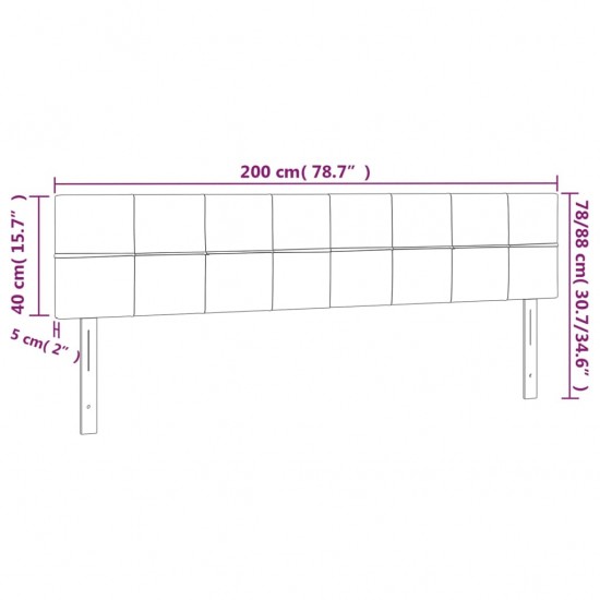 Galvūgalis su LED, juodos spalvos, 200x5x78/88cm, aksomas