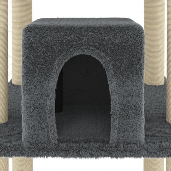 Draskyklė katėms su stovais iš sizalio, tamsiai pilka, 216cm