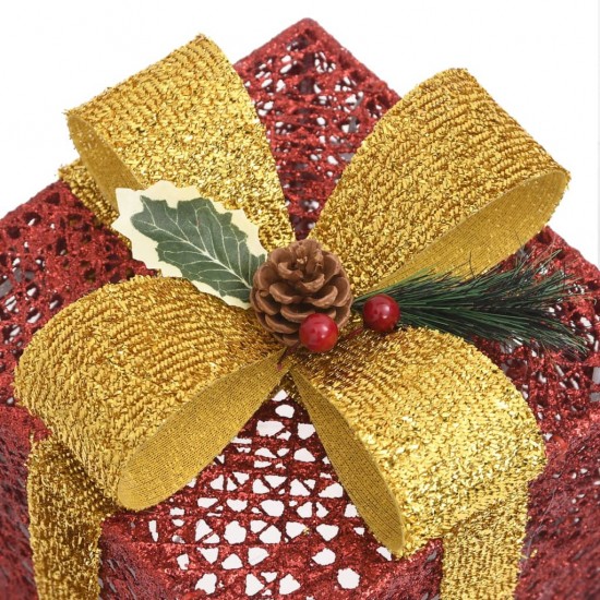 Kalėdų dekoracija dovanų dėžutės, 3vnt., raudonos spalvos