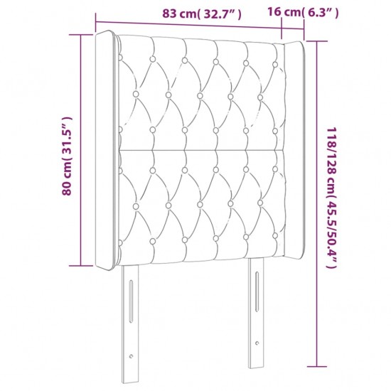 Galvūgalis su LED, tamsiai pilkas, 83x16x118/128cm, audinys