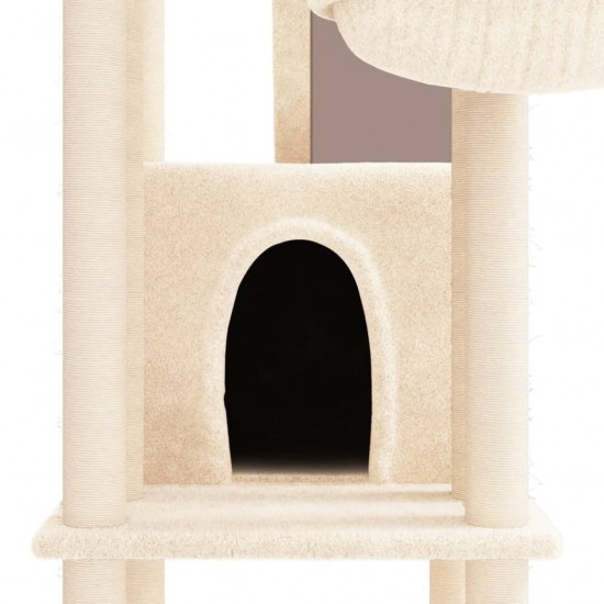 Draskyklė katėms su stovais iš sizalio, kreminės spalvos, 201cm