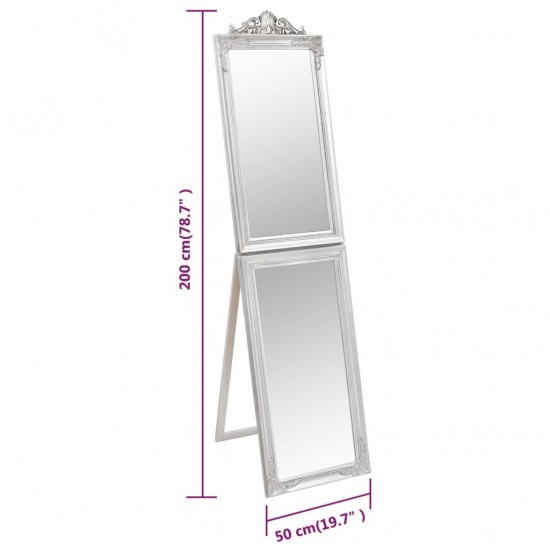 Laisvai pastatomas veidrodis, sidabrinės spalvos, 50x200cm