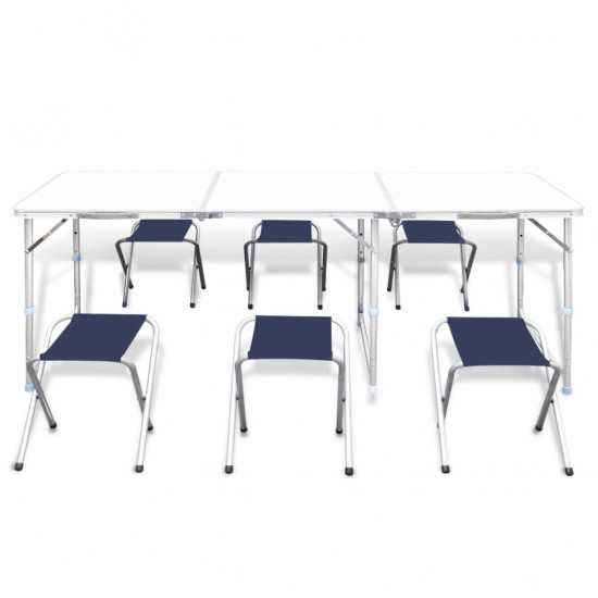 Sulankstomo stovyklavimo stalo ir 6 kėdžių komplektas, 180x60cm