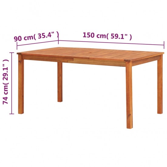 Sodo stalas, 150x90x74cm, akacijos medienos masyvas