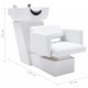 Kirpyklos kėdė su plautuve, balta, 129x59x82cm, dirbtinė oda