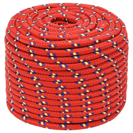 Valties virvė, raudonos spalvos, 12mm, 100m, polipropilenas
