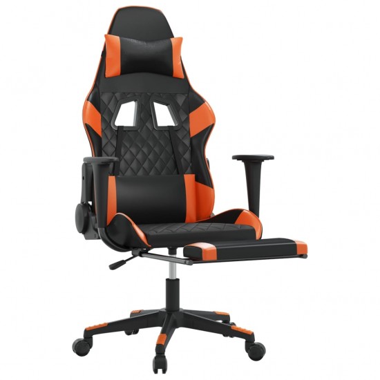 Masažinė žaidimų kėdė su pakoja, juoda/oranžinė, dirbtinė oda