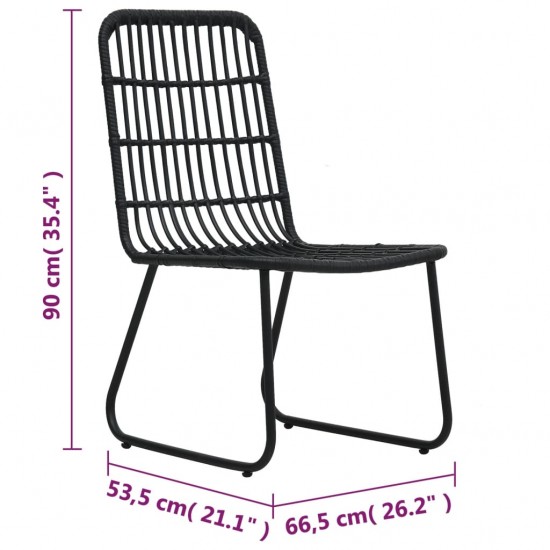 Sodo kėdės, 2vnt., juodos spalvos, poliratanas