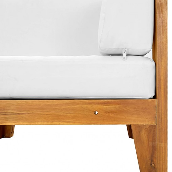 Modulinė kampinė sofa su kreminėmis pagalvėlėmis, akacija