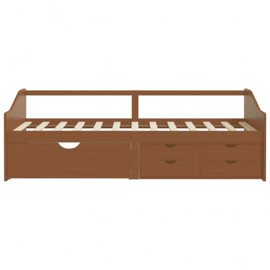 Trivietė lova su stalčiais, medaus ruda, 90x200cm, pušis