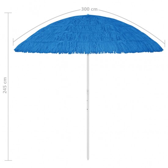 Paplūdimio skėtis, mėlynos spalvos, 300cm, havajietiško dizaino