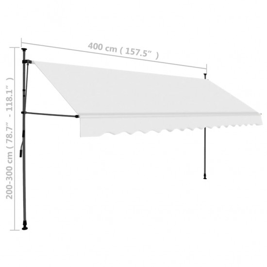 Rankiniu būdu ištraukiama markizė su LED, kreminė, 400cm