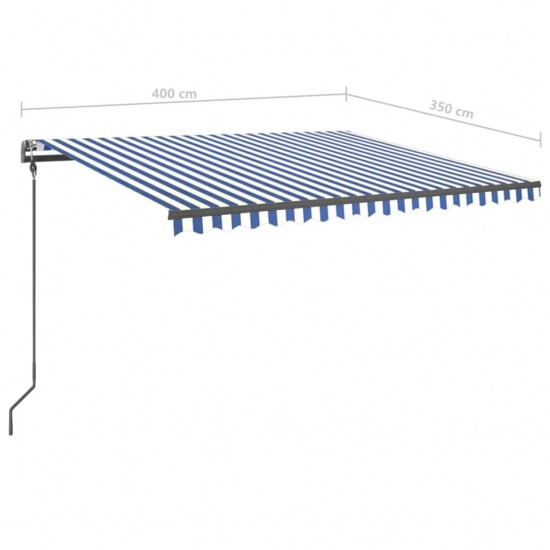 Rankiniu būdu ištraukiama markizė, mėlyna ir balta, 4x3,5m