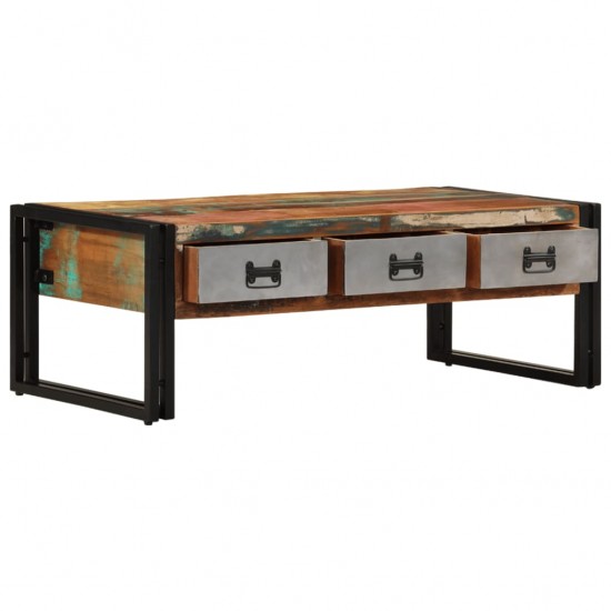 Kavos staliukas su 3 stalčiais, perdirbta mediena, 100x50x35 cm