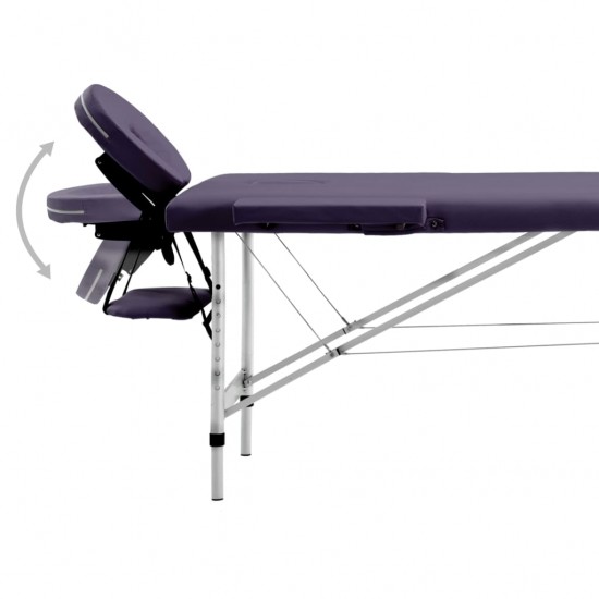 Sulankstomas masažo stalas, violetinis, aliuminis, 2 zonų
