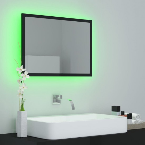 Vonios LED veidrodis, juodas, 60x8,5x37cm, akrilas, blizgus