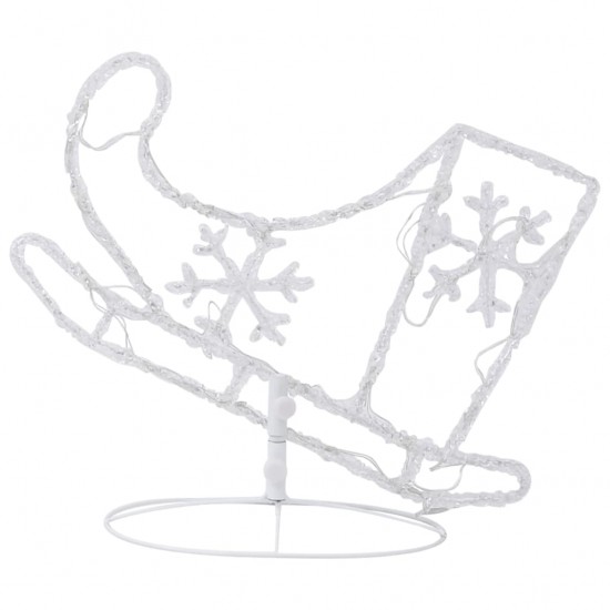 Skraidantys Kalėdų elniai su rogėmis, šalta balta, 260x21x87cm