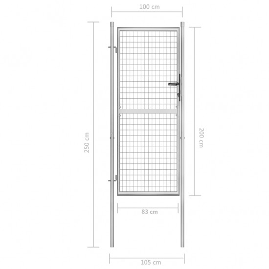 Sodo vartai, sidabrinės sp., 105x250cm, galvanizuotas plienas