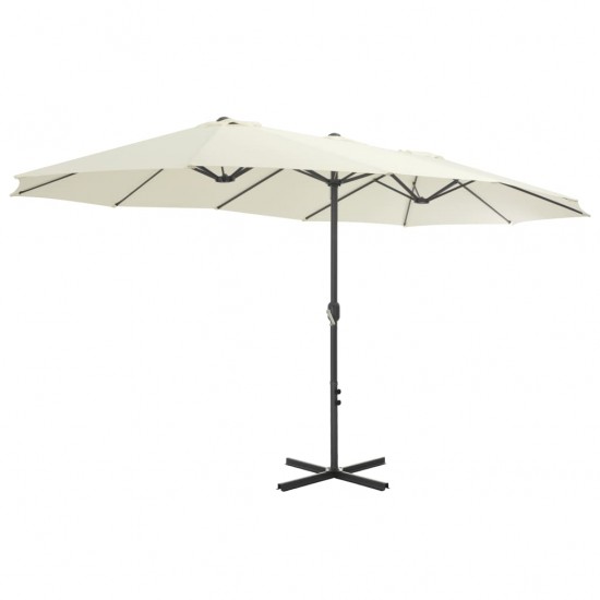 Lauko skėtis su aliuminio stulpu, smėlio sp., 460x270 cm
