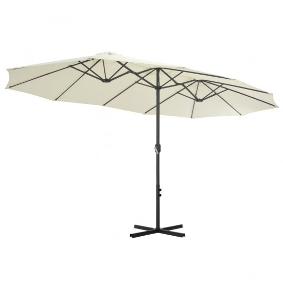 Lauko skėtis su aliuminio stulpu, smėlio sp., 460x270 cm