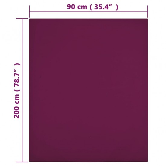 Trikotažinė paklodė su guma, bordo spalvos, 90x200cm, medvilnė