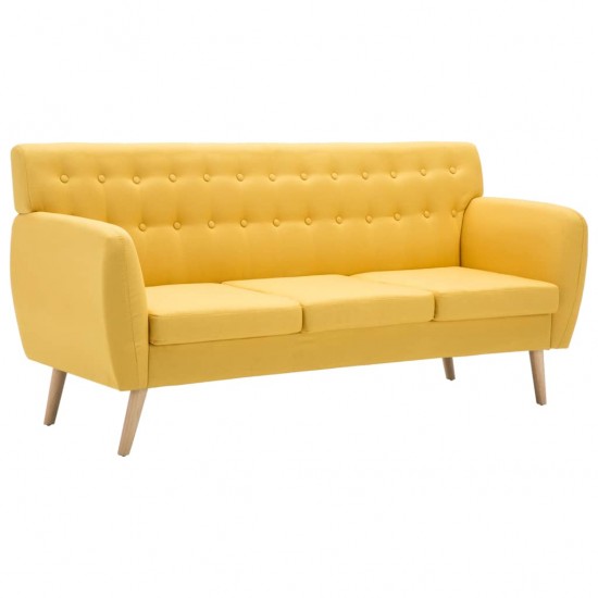 Trivietė sofa, audinio apmušalas, 172x70x82cm, geltona